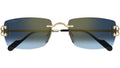CARTIER CT0550S 002 Gold Blue Rectangular Sunglasses