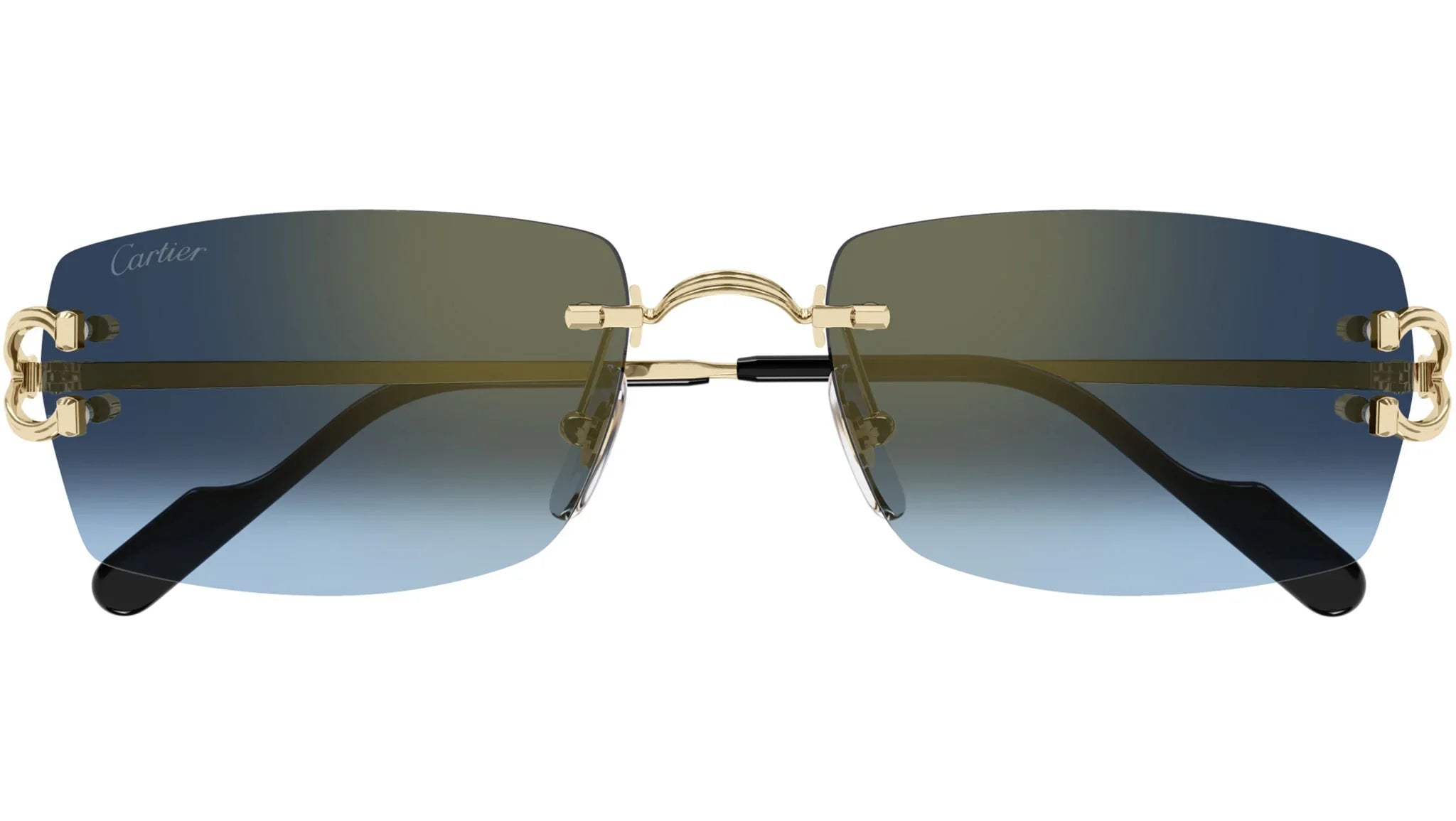 CARTIER CT0550S 002 Gold Blue Rectangular Sunglasses
