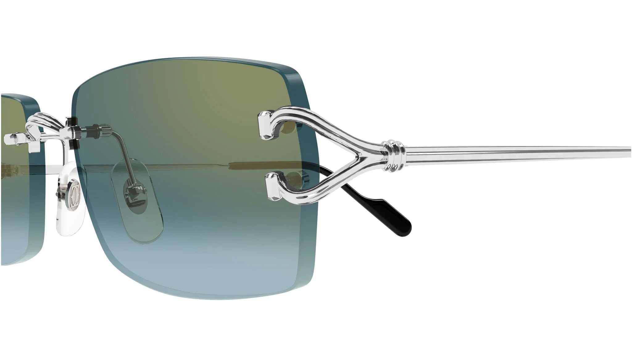 CARTIER CT0550S 004 Silver Green Rectangular Sunglasses
