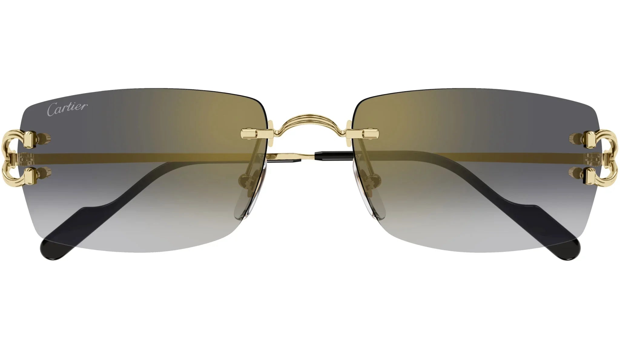 CARTIER CT0550S 001 Gold Grey Rectangular Sunglasses