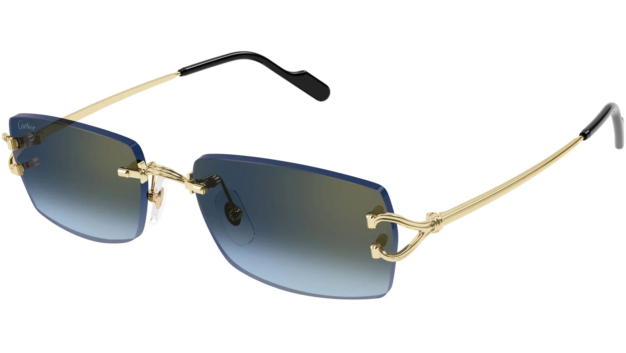 CARTIER CT0550S 002 Gold Blue Rectangular Sunglasses