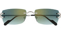 CARTIER CT0550S 004 Silver Green Rectangular Sunglasses