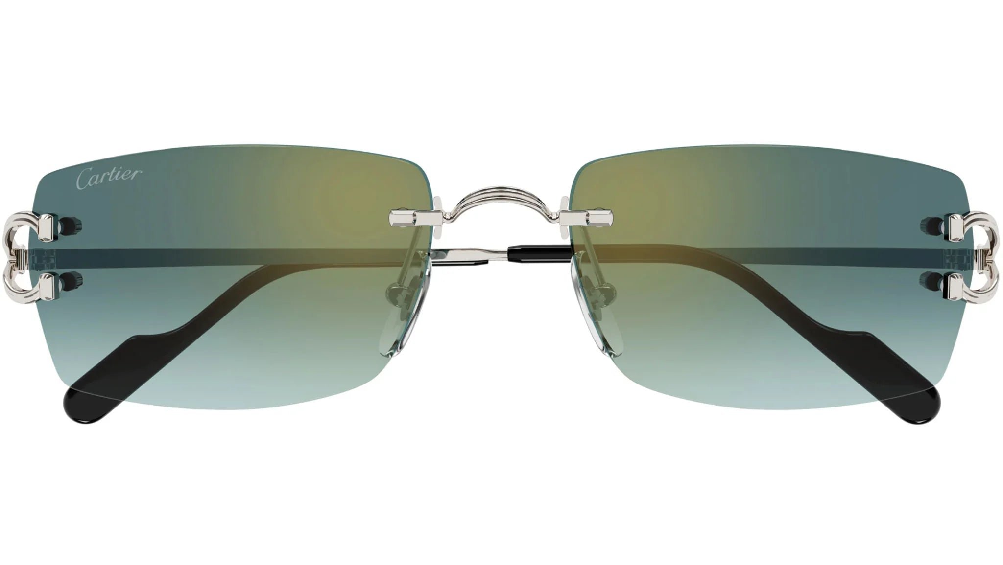 CARTIER CT0550S 004 Silver Green Rectangular Sunglasses