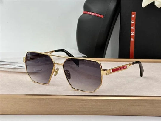 Prada Men's Black / Silver Grey Lens Aviator 51-18