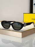 FENDI FF Logo Fendi Diamond Black Acetate Oval Sunglasse