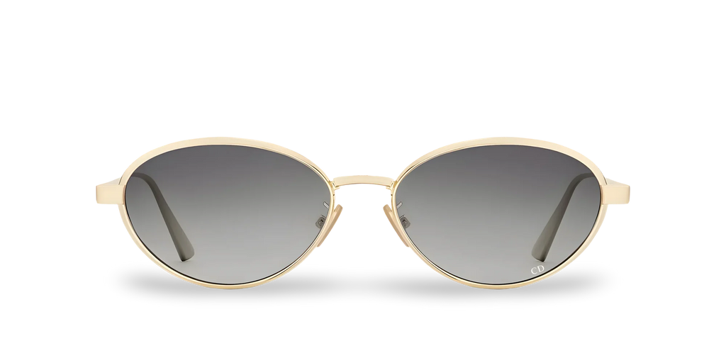 Dior Occhiali Da Sole Ovali Oro con Lenti Sfumate Grigie