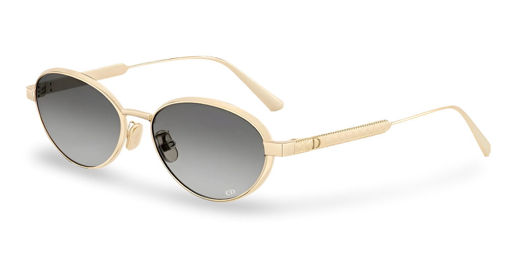Dior Occhiali Da Sole Ovali Oro con Lenti Sfumate Grigie
