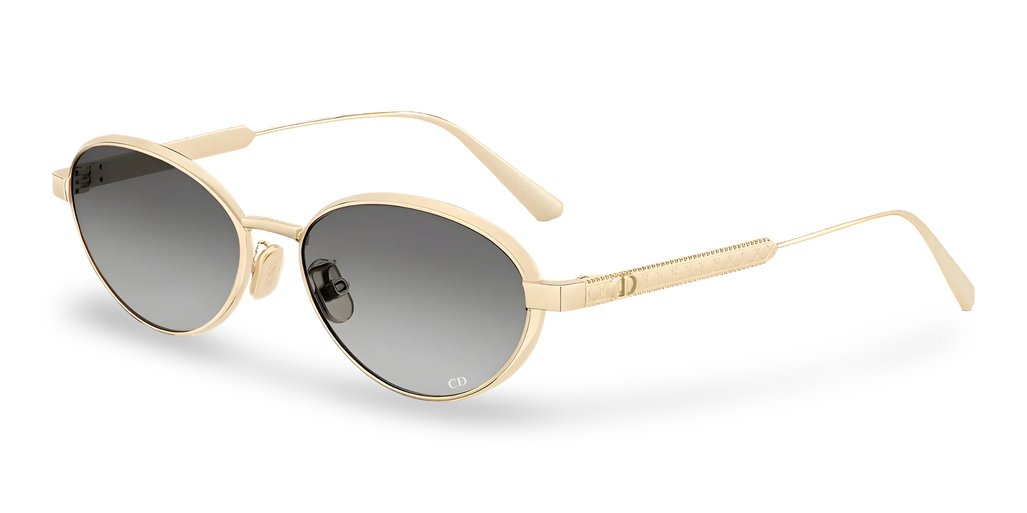 Dior Occhiali Da Sole Ovali Oro con Lenti Sfumate Grigie
