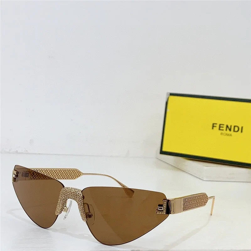2024 FENDI First Crystal Gold metal Sunglasses 4127US shape Women's