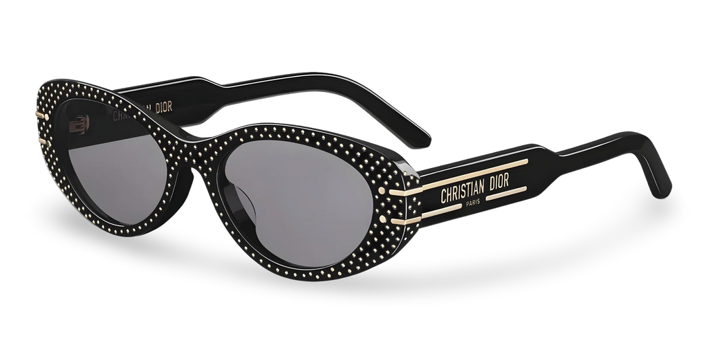 Dior Occhiali Da Sole Ovali Neri Con Borchie oro