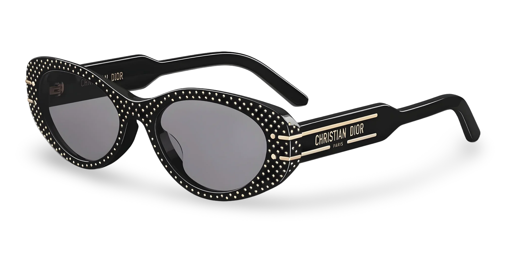 Dior Occhiali Da Sole Ovali Neri Con Borchie oro
