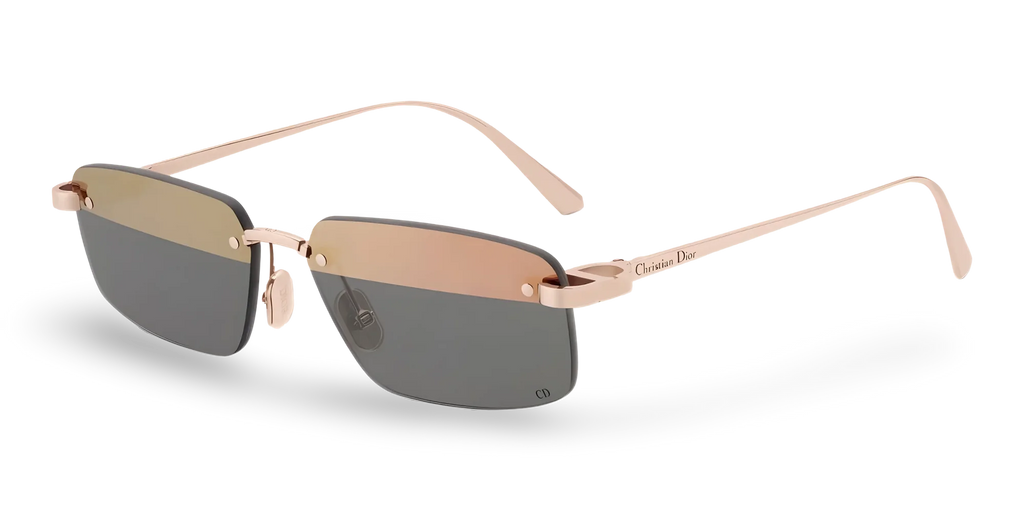 Dior Occhiali Da Sole Rettangolari Bicolore Nude Scuro e Grigio Specchiato