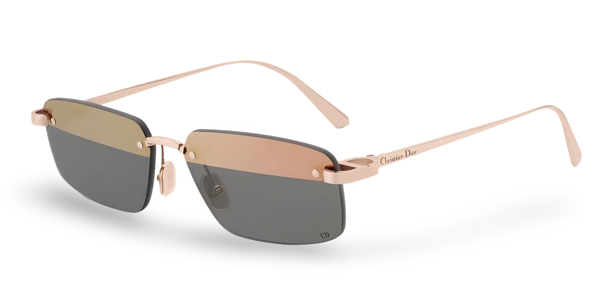Dior Occhiali Da Sole Rettangolari Bicolore Nude Scuro e Grigio Specchiato