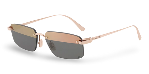 Dior Occhiali Da Sole Rettangolari Bicolore Nude Scuro e Grigio Specchiato