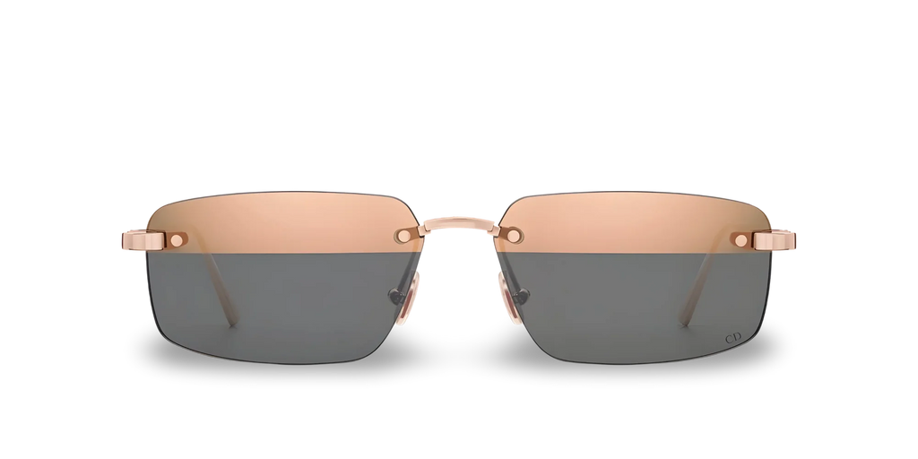 Dior Occhiali Da Sole Rettangolari Bicolore Nude Scuro e Grigio Specchiato