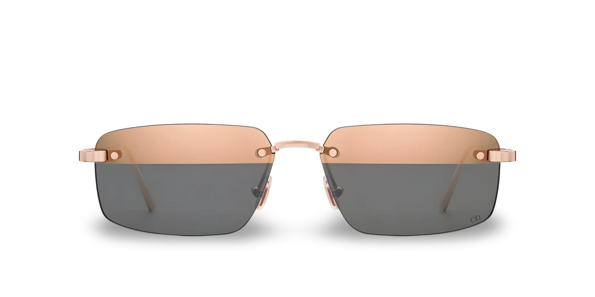 Dior Occhiali Da Sole Rettangolari Bicolore Nude Scuro e Grigio Specchiato