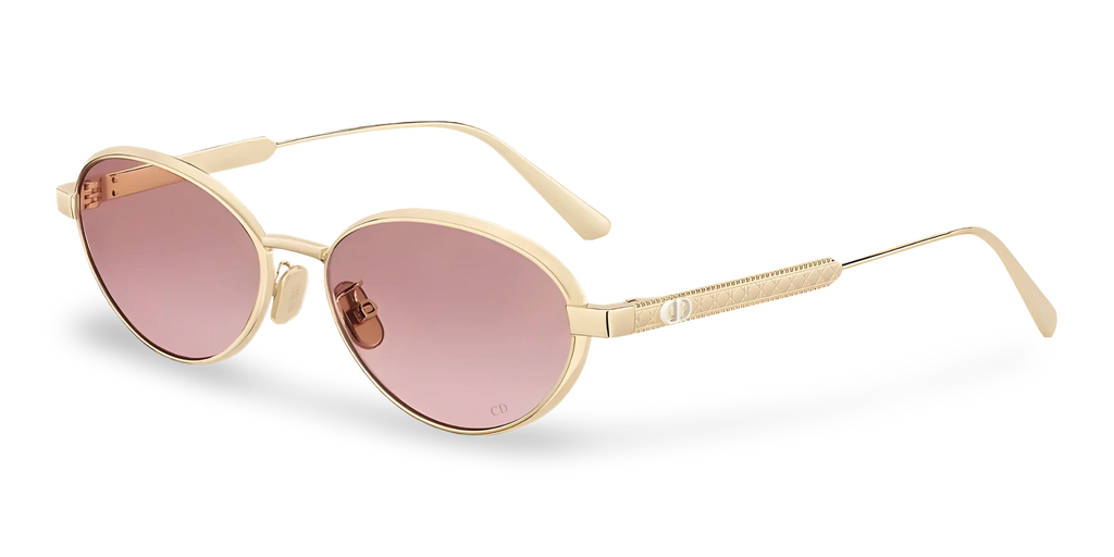 Dior Occhiali Da Sole Ovali Oro con Lenti Sfumate Rosa