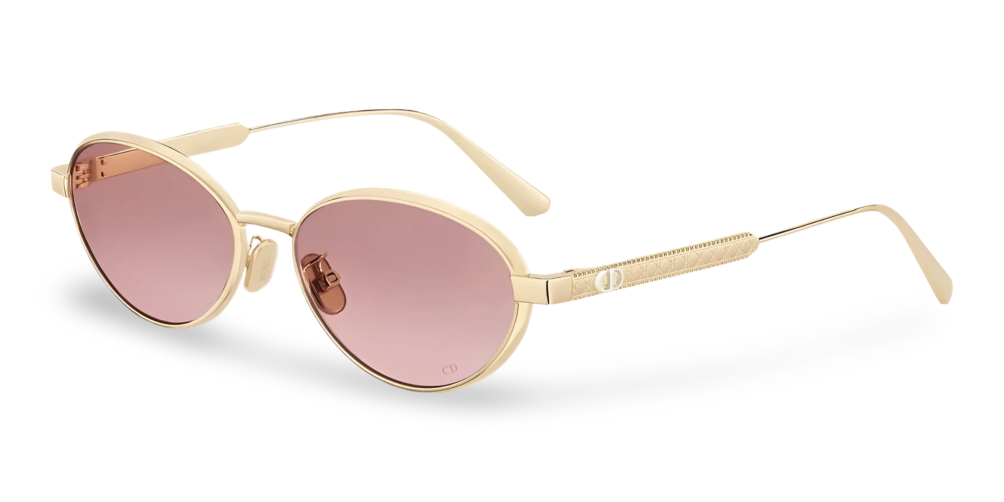 Dior Occhiali Da Sole Ovali Oro con Lenti Sfumate Rosa