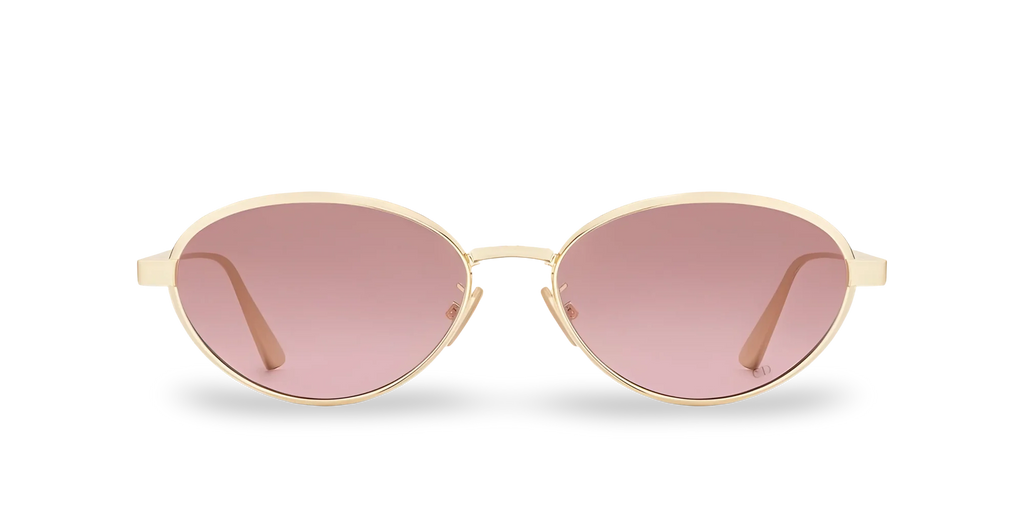 Dior Occhiali Da Sole Ovali Oro con Lenti Sfumate Rosa