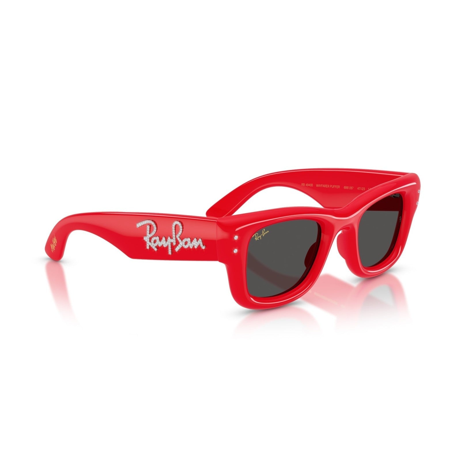 Ray-Ban RB 4940B Wayfarer Puffer 686187 Rosso E Strass | Occhiale Da Sole Unisex