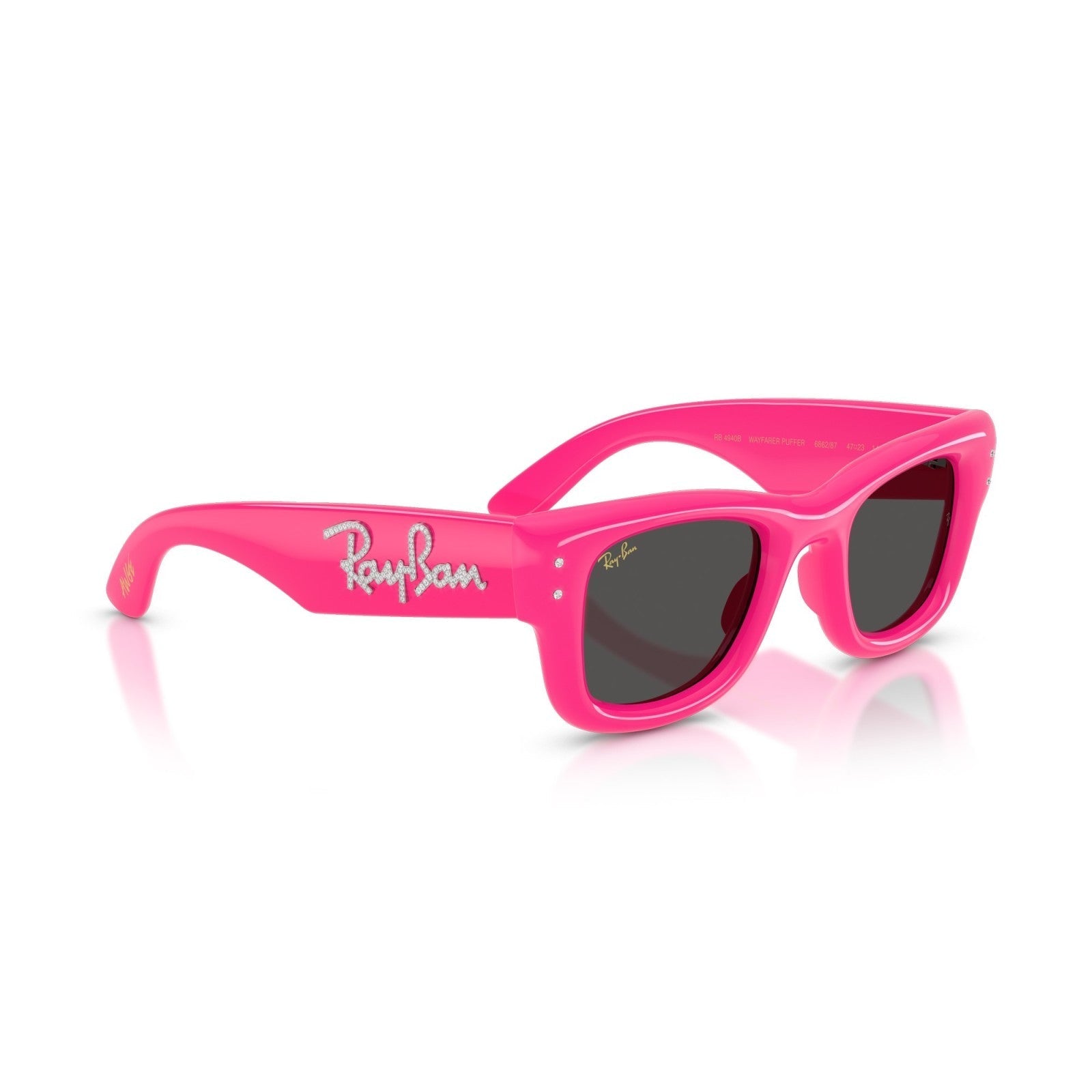 Ray-Ban RB 4940B Wayfarer Puffer 686287 Rosa E Strass | Occhiale Da Sole Unisex