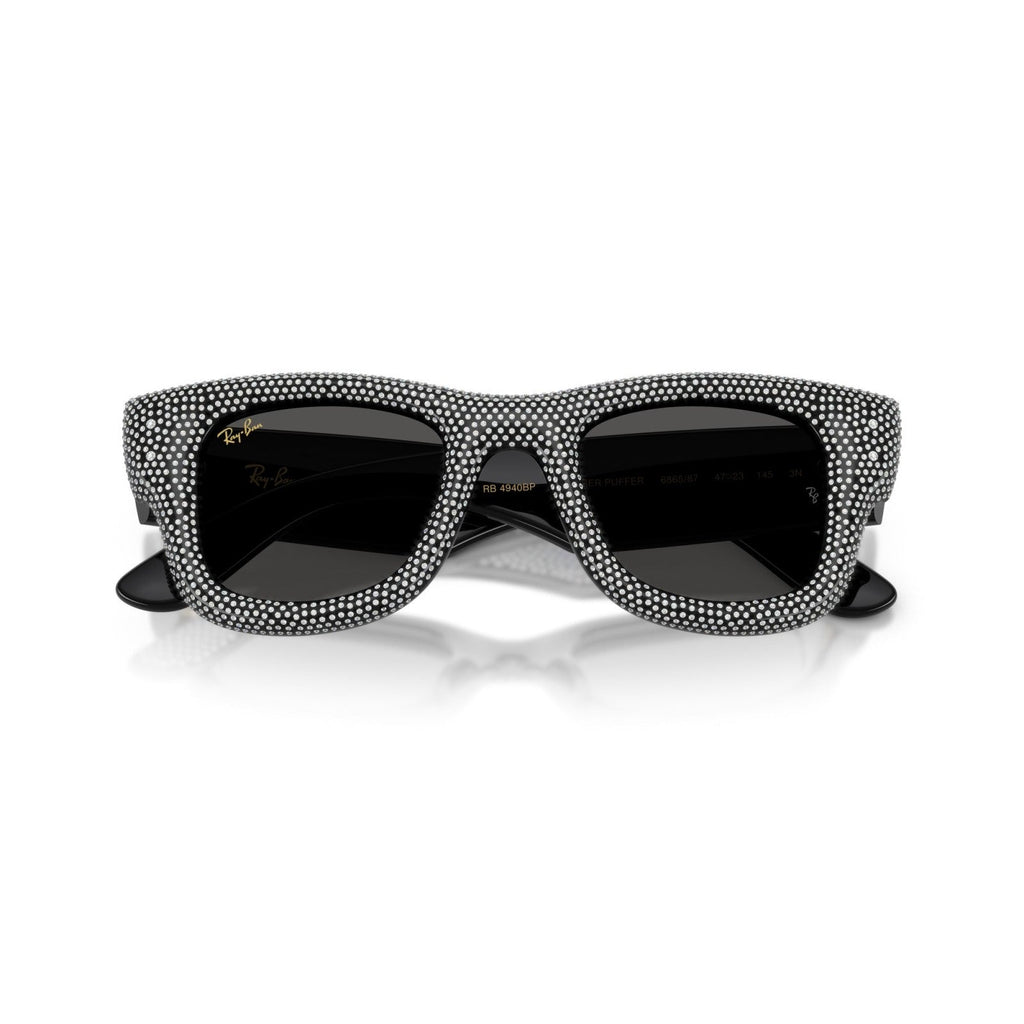 Ray-Ban RB 4940BP Wayfarer Puffer 686587 Pavé Nero E Strass | Occhiale Da Sole Unisex