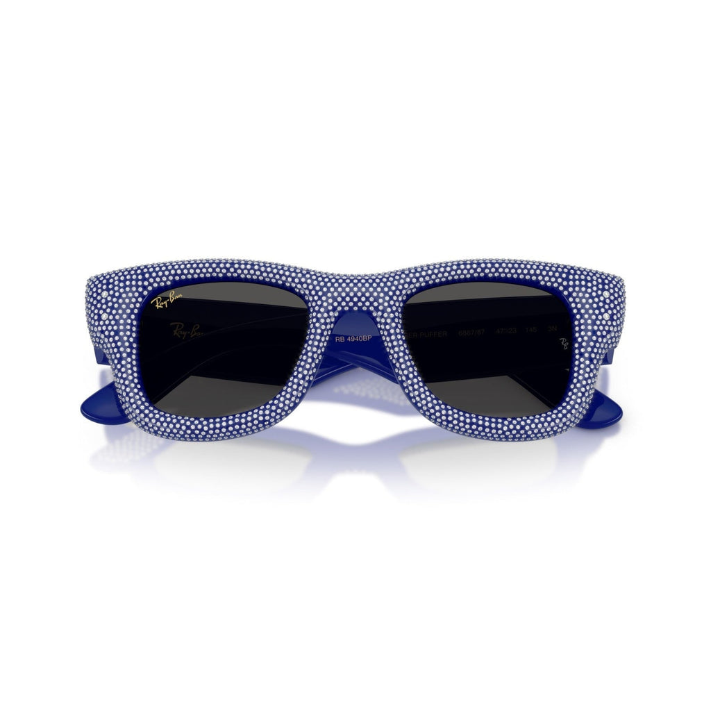 Ray-Ban RB 4940BP Wayfarer Puffer 686787 Pavé Blu E Strass | Occhiale Da Sole Unisex