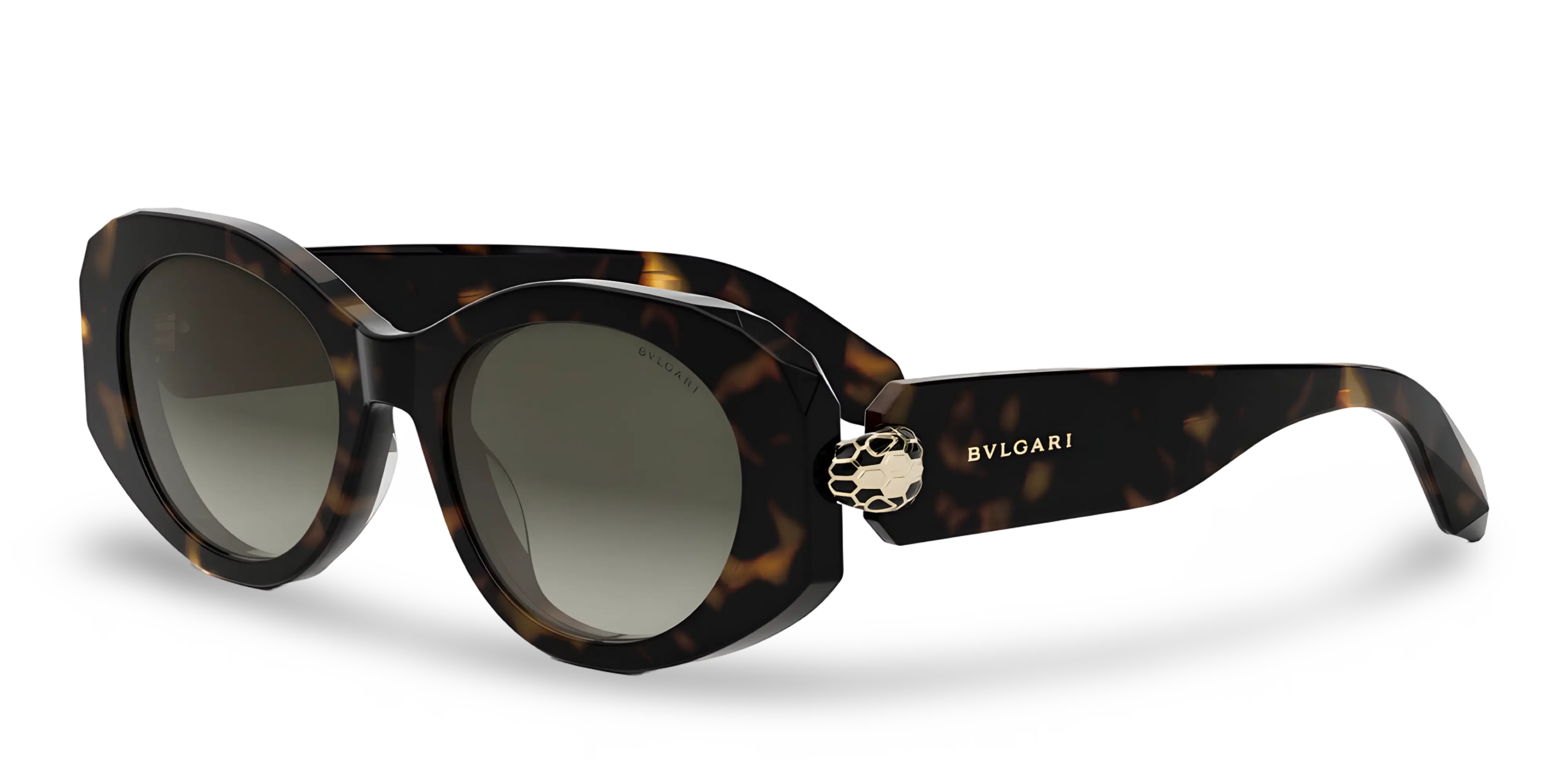 BVLGARI Occhiali Da Sole Ovali Marroni Effetto Tartarugato